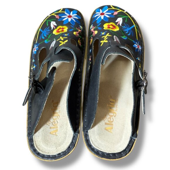 Alegria Classic Free Spirit Clog Embroidered Floral Black Size Size 10.5 -11 W - Picture 4 of 11